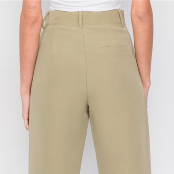 Olive Solid Office Chic High-Waist  Pant - Picture 4 of 4